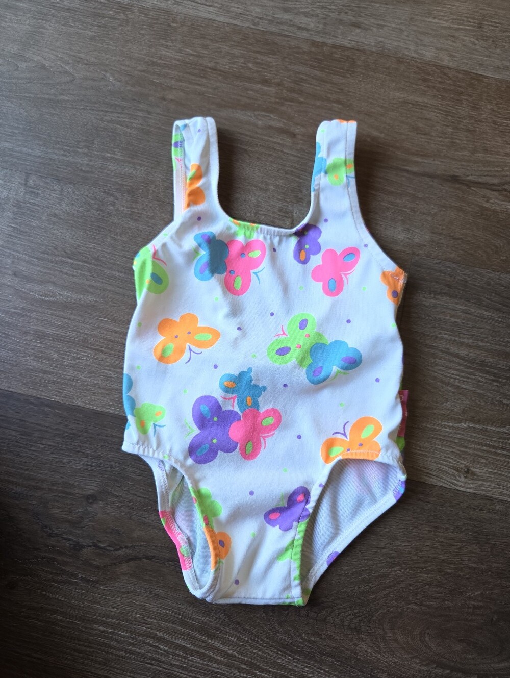 Vintage 90s OshKosh Neon Butterfly One Piece Bathing Suit Baby Girl Swimsuit